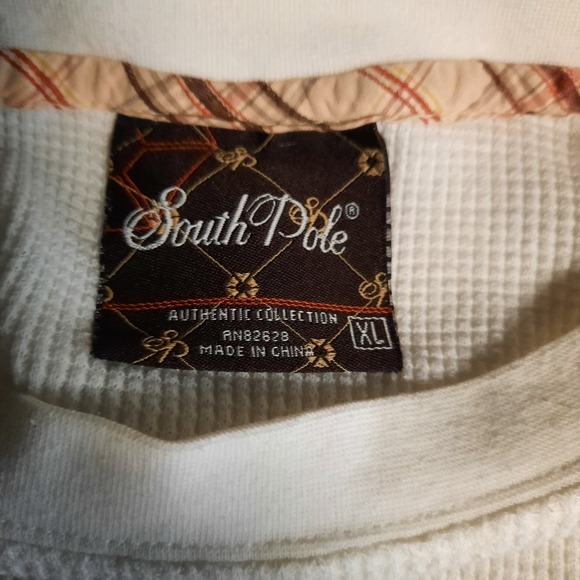 SOUTHPOLE SHIRT MEN'S XL WHITE WAFFLE KNIT THERMAL LONG SLEEVE Y2K HIP HOP RETRO - Picture 5 of 6